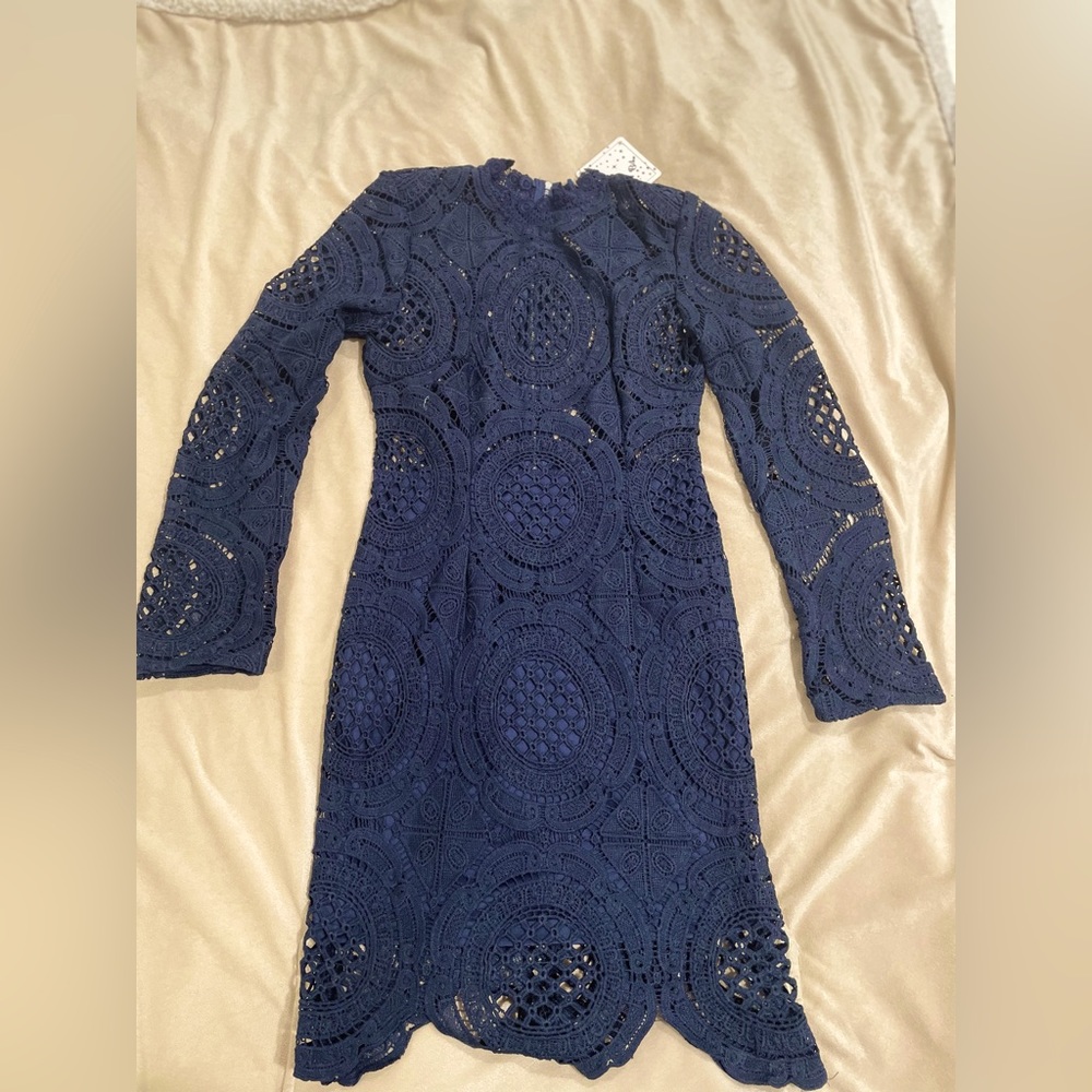 Hello Molly Navy Blue Lace Mini Dress